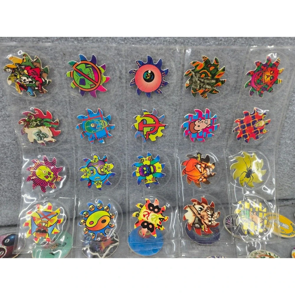 Vintage 90s Pogs Milk Caps Lot 300+ Pc Poison 8-Ball Skull Jam Sawblade Slammers